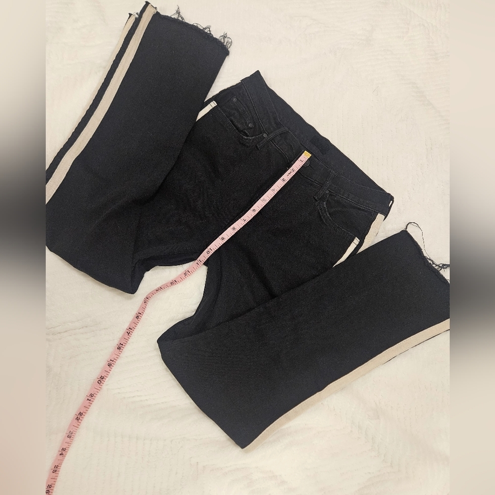 Mother Insider Striped Crop Step-Hem Fray Jeans In Guilty Racer Size 28 - Picture 15 of 16